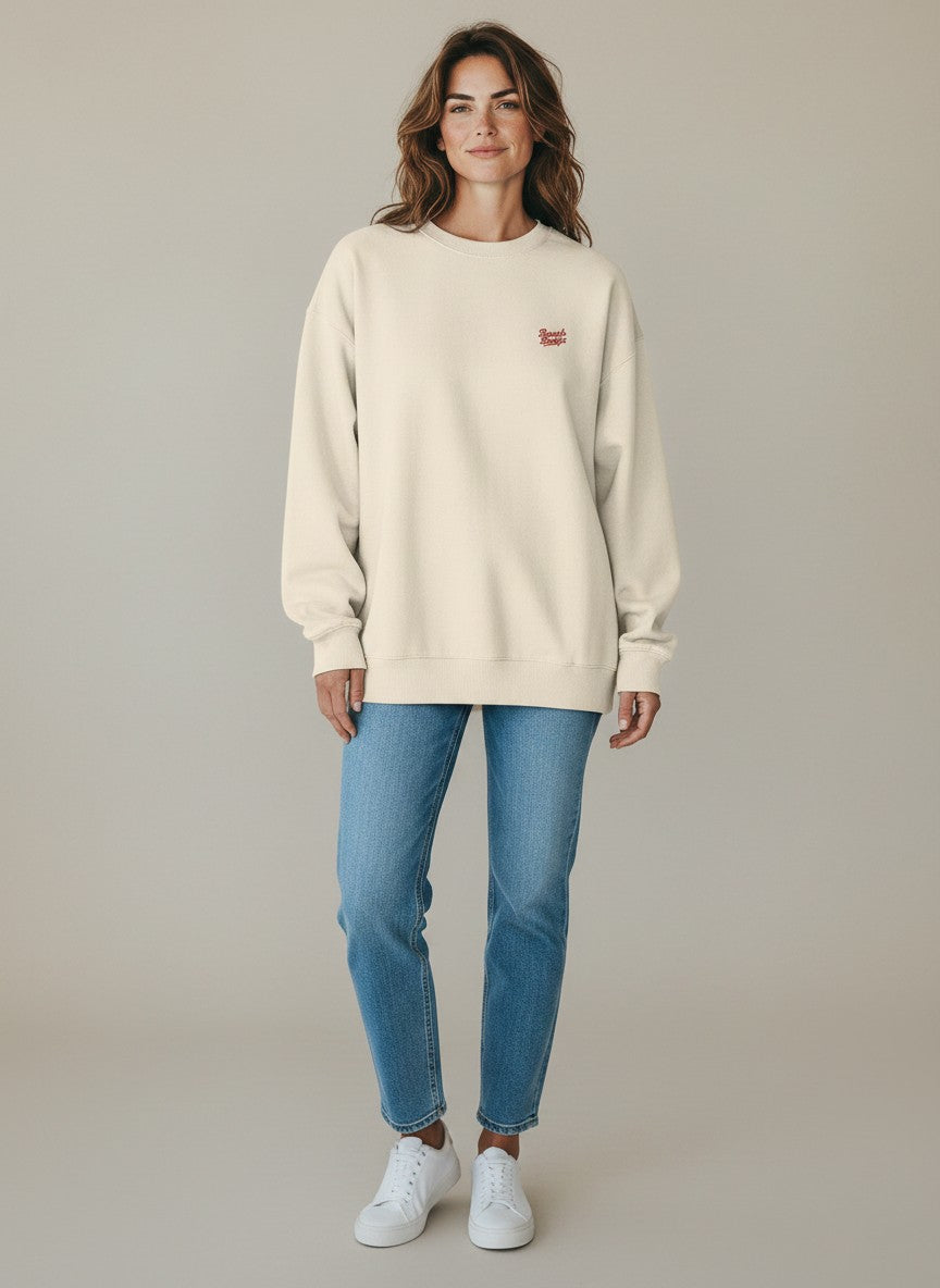 Power Oversize Sweatshirt 350 g/m² – Bio-Baumwolle, rote Stickerei