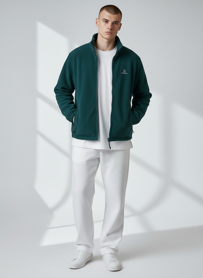 Identity Fleecejacke – weiße Stickerei