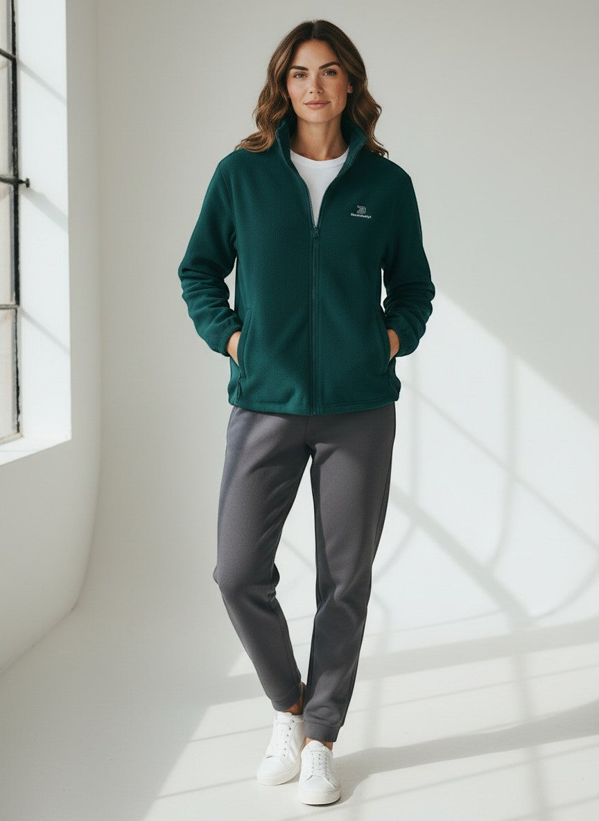 Identity Fleecejacke – weiße Stickerei