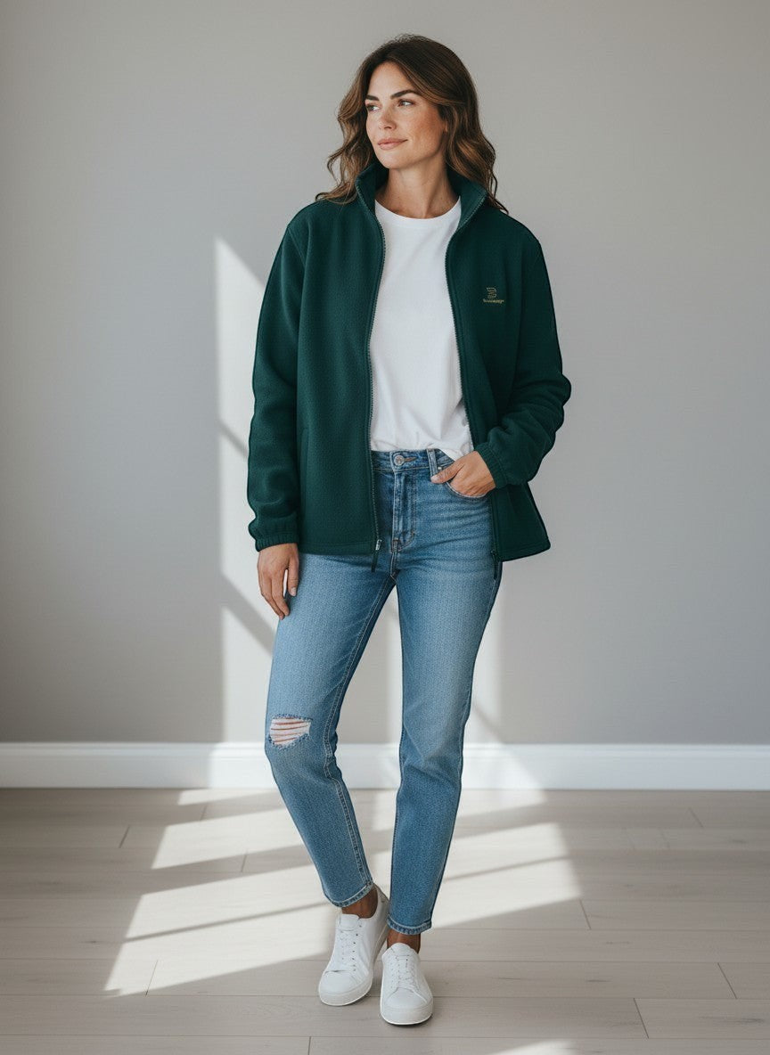 Silence Fleecejacke – goldene Stickerei