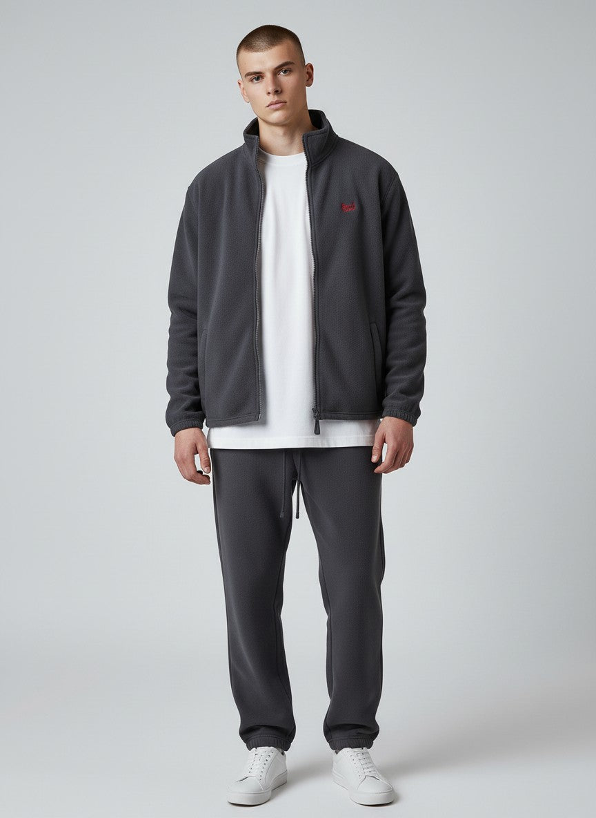 Power Fleecejacke – rote Stickerei