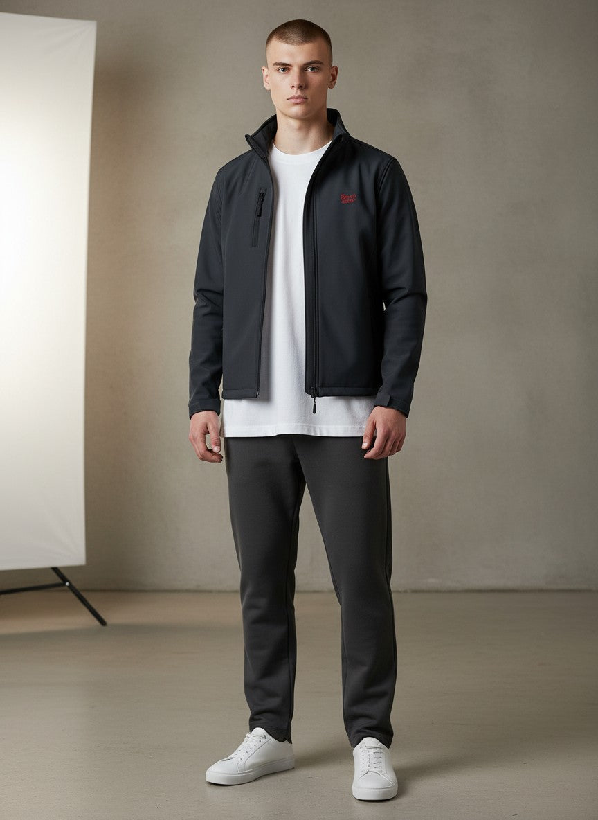 Power Softshell Jacke – rote Stickerei
