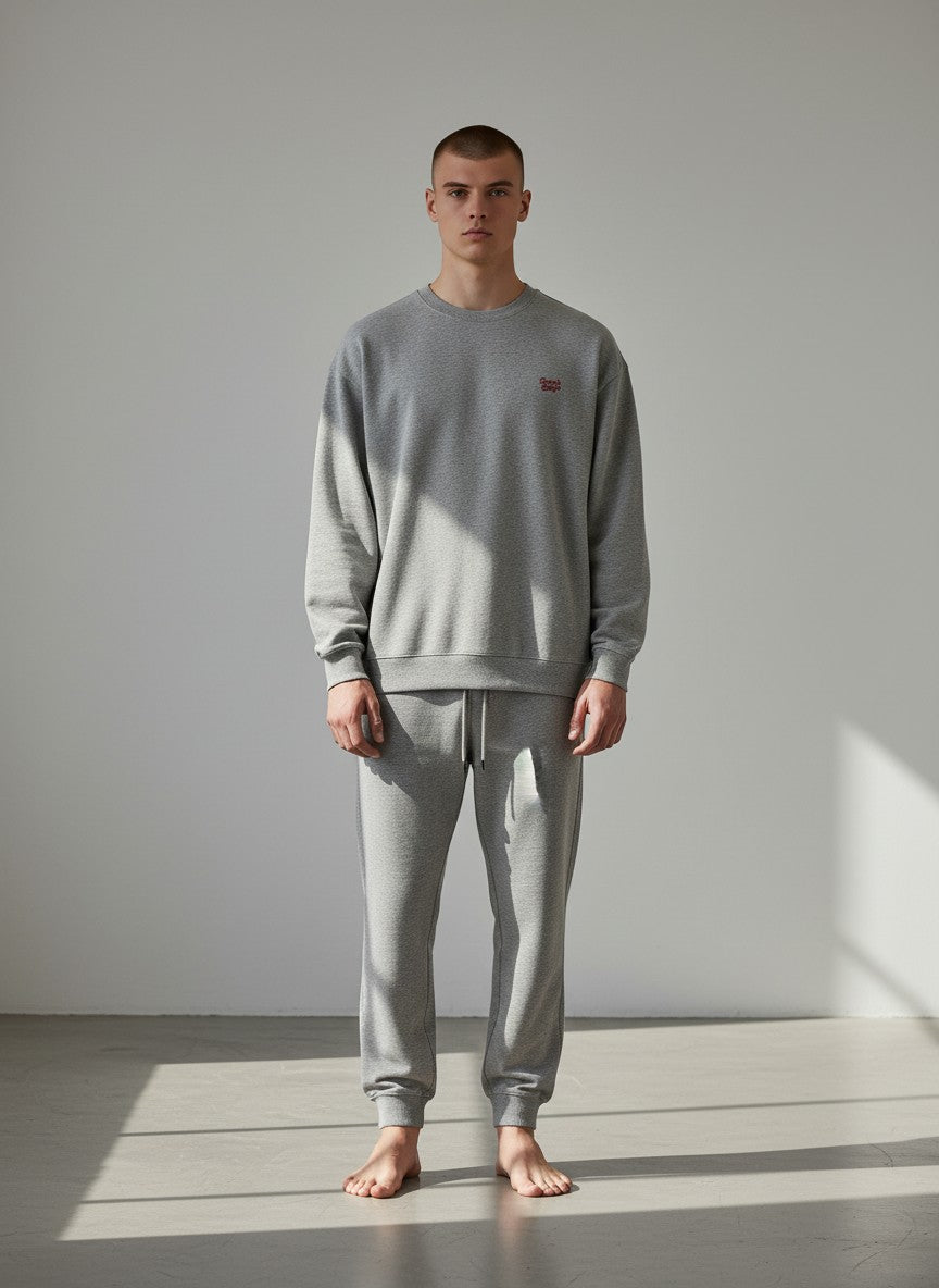 Power Oversize Sweatshirt 350 g/m² – Bio-Baumwolle, rote Stickerei