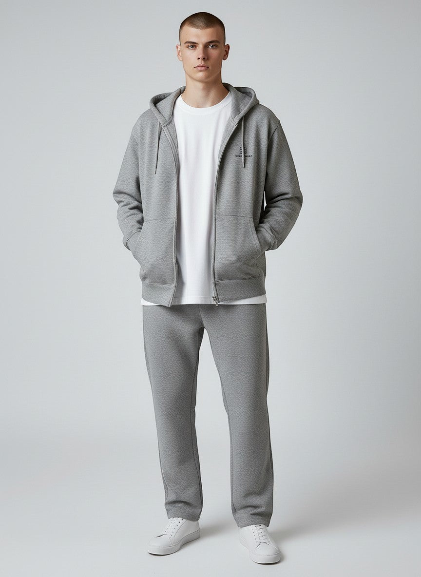Standard Zip Hoodie 350 g/m² – Bio-Baumwolle, schwarze Stickerei