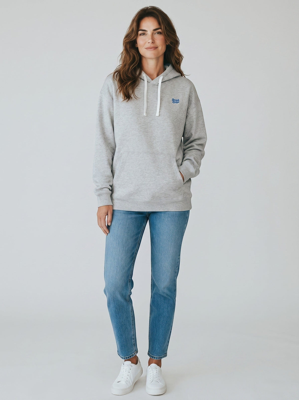 Motion Oversize Hoodie 350 g/m² – Bio-Baumwolle, blaue Stickerei