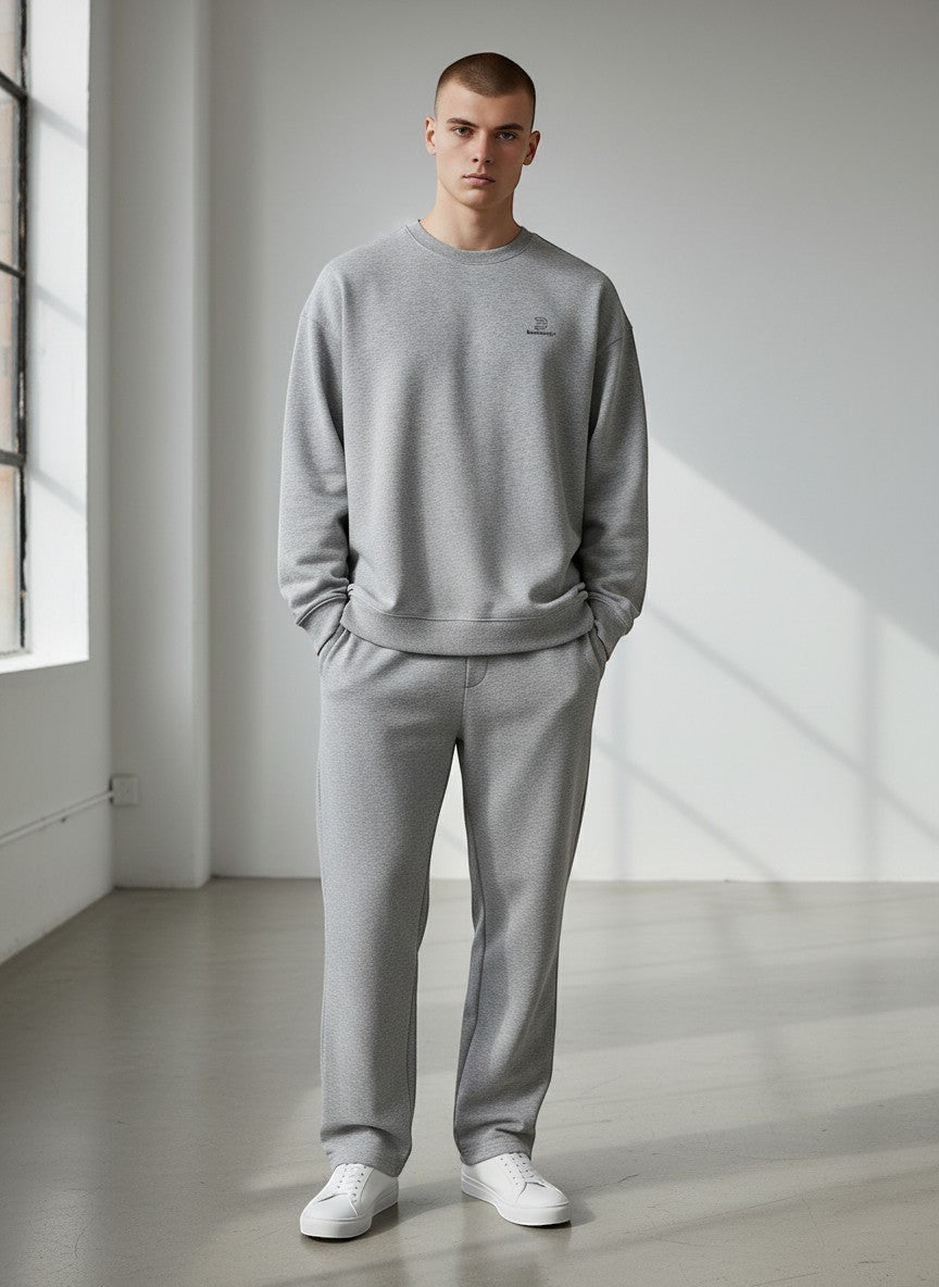 Standard Oversize Sweatshirt 350 g/m² – Bio-Baumwolle, schwarze Stickerei