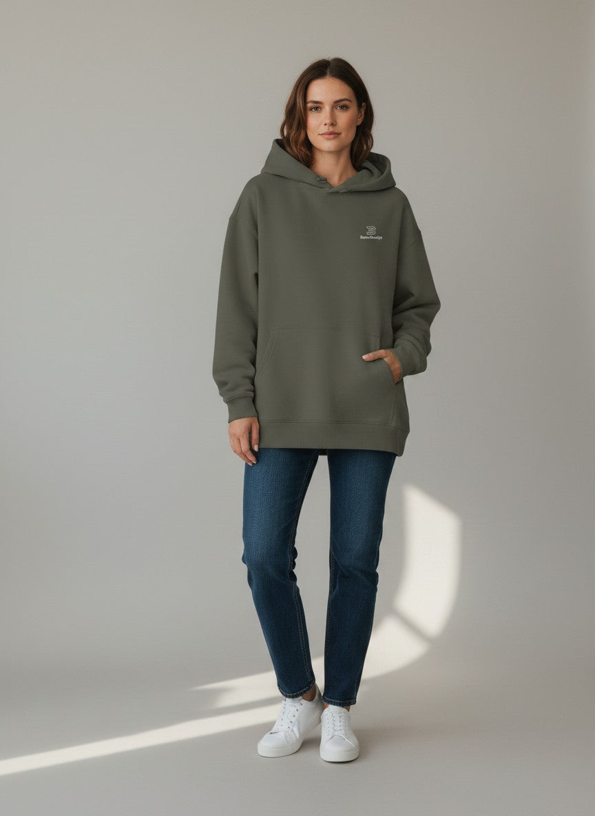 Identity Oversize Hoodie 350 g/m² – Bio-Baumwolle, weiße Stickerei