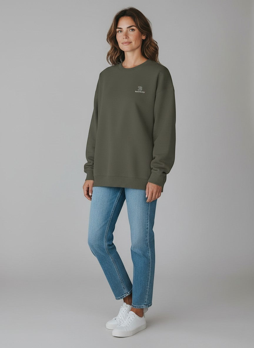 Identity Oversize Sweatshirt 350 g/m² – Bio-Baumwolle, weiße Stickerei