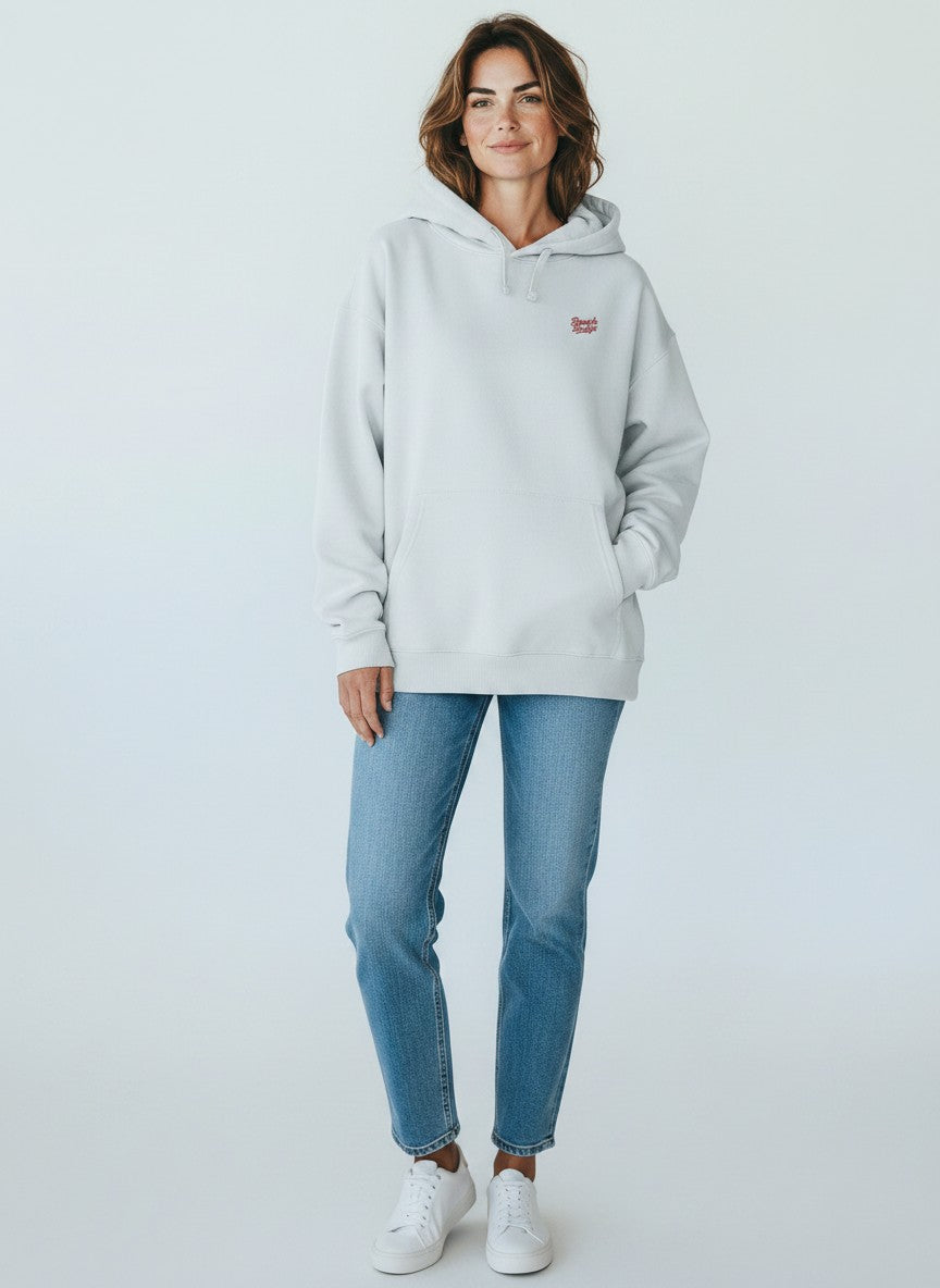 Power Oversize Hoodie 350 g/m² – Bio-Baumwolle, rote Stickerei