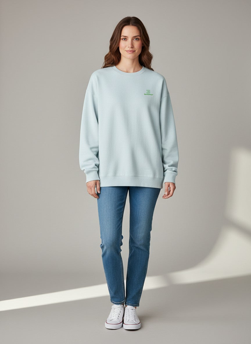 Core Oversize Sweatshirt 350 g/m² – Bio-Baumwolle, grüne Stickerei