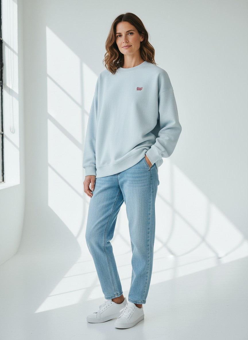 Power Oversize Sweatshirt 350 g/m² – Bio-Baumwolle, rote Stickerei