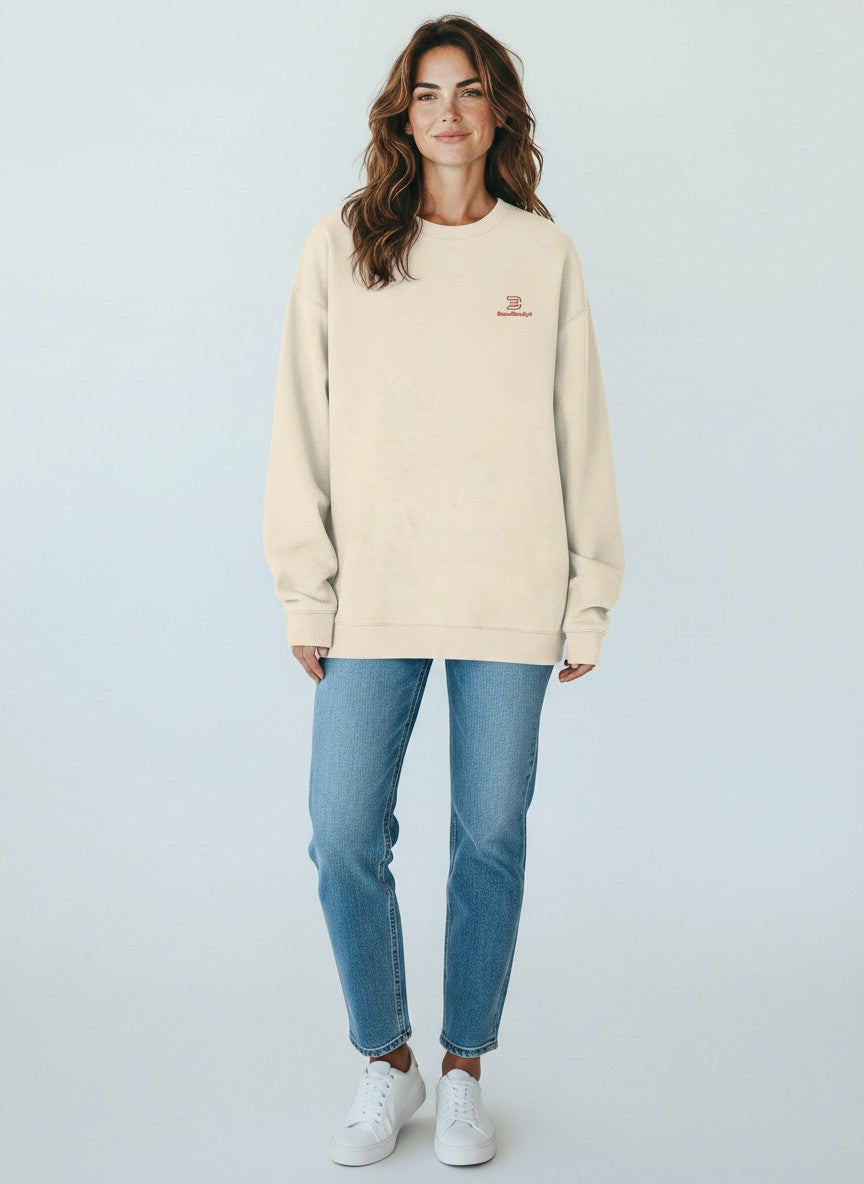 Essential Oversize Sweatshirt 350 g/m² – Bio-Baumwolle, rote Stickerei