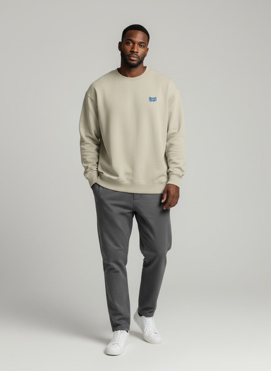 Motion Oversize Sweatshirt 350 g/m² – Bio-Baumwolle, blaue Stickerei
