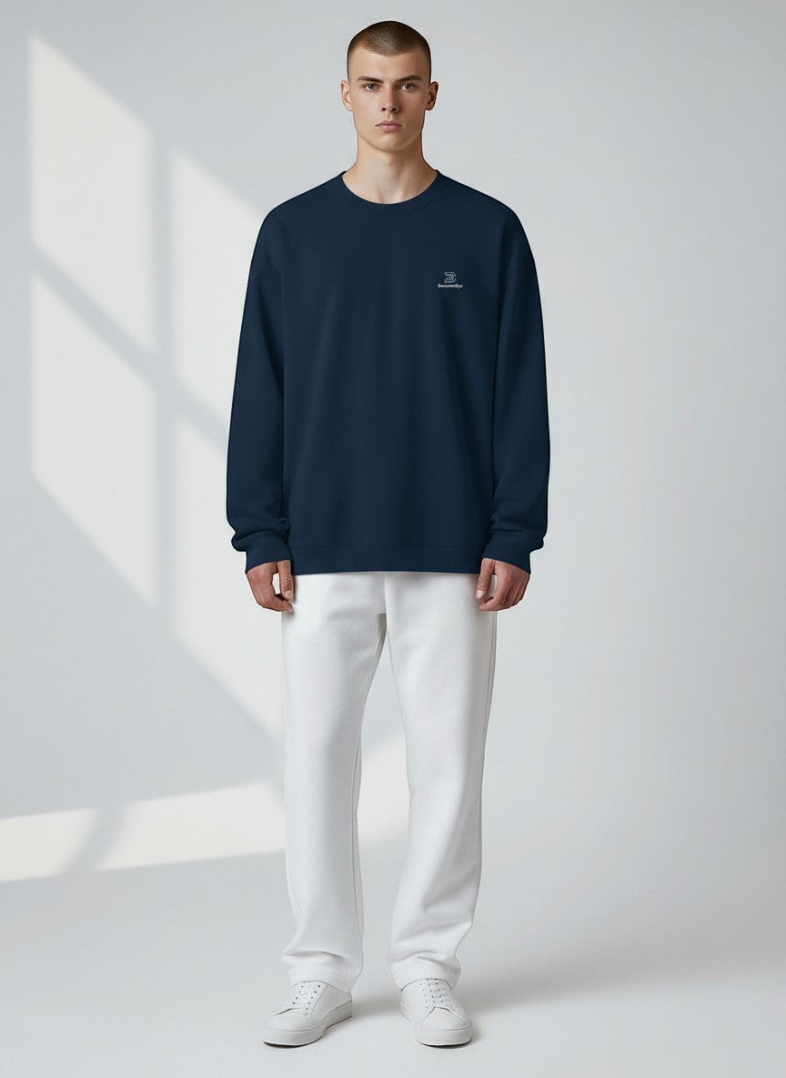 Identity Oversize Sweatshirt 350 g/m² – Bio-Baumwolle, weiße Stickerei