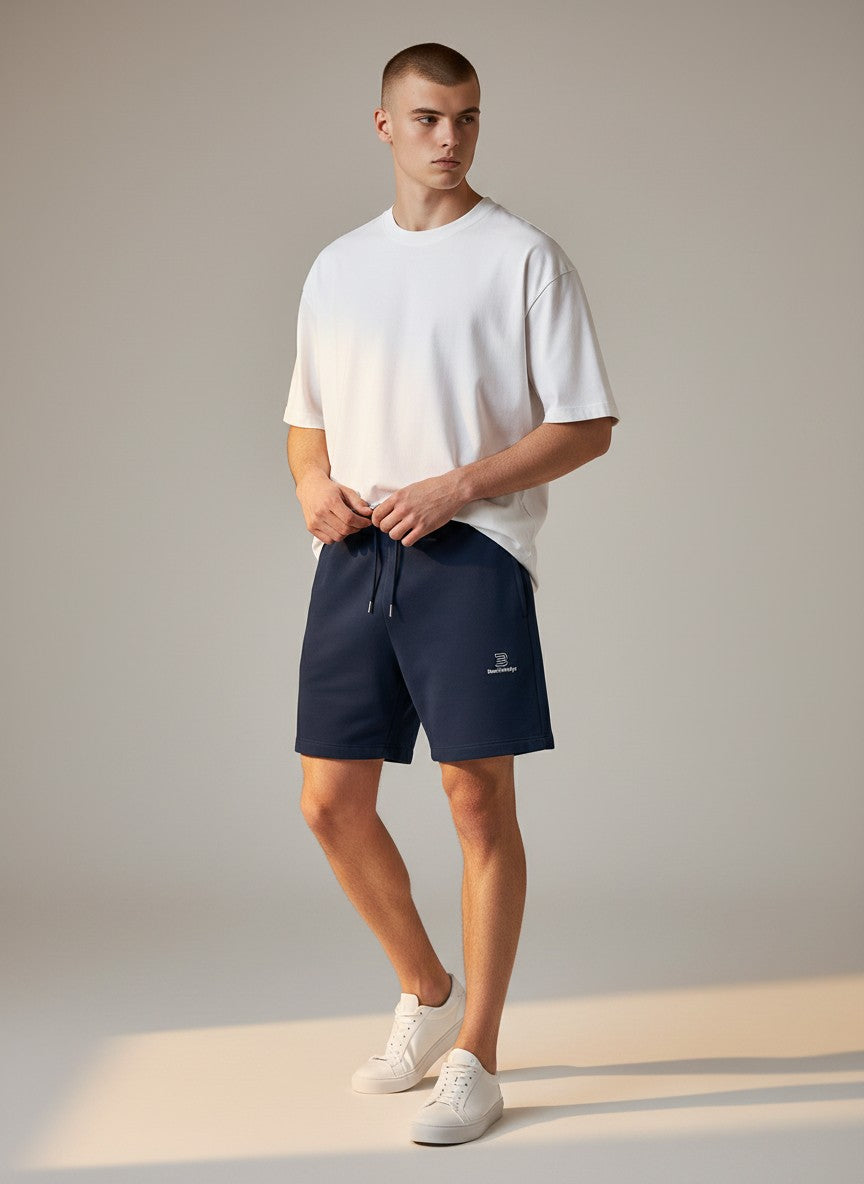 Identity Sweatshorts 300 g/m² – weiße Stickerei