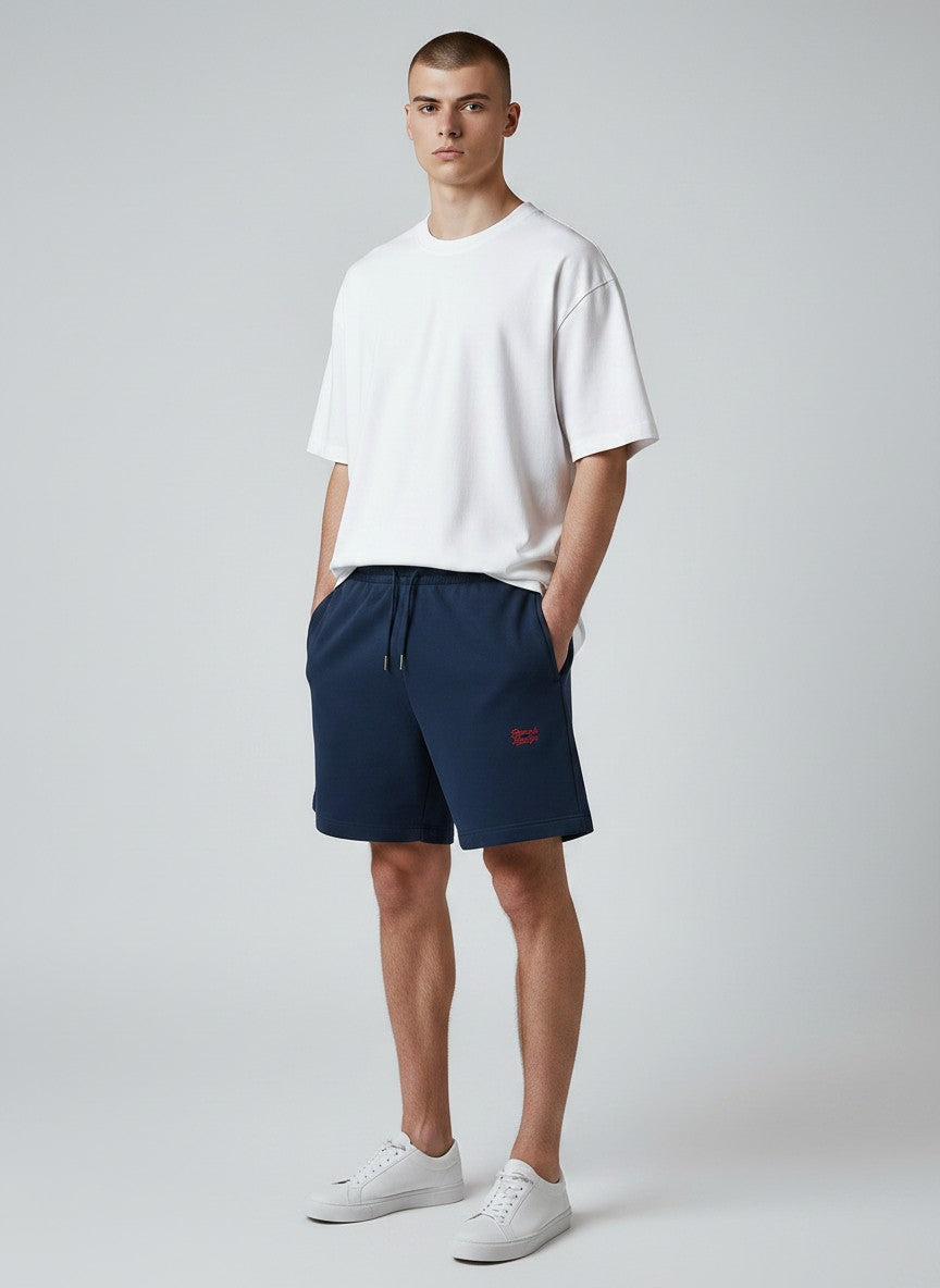 Power Sweatshorts 300 g/m² – rote Stickerei