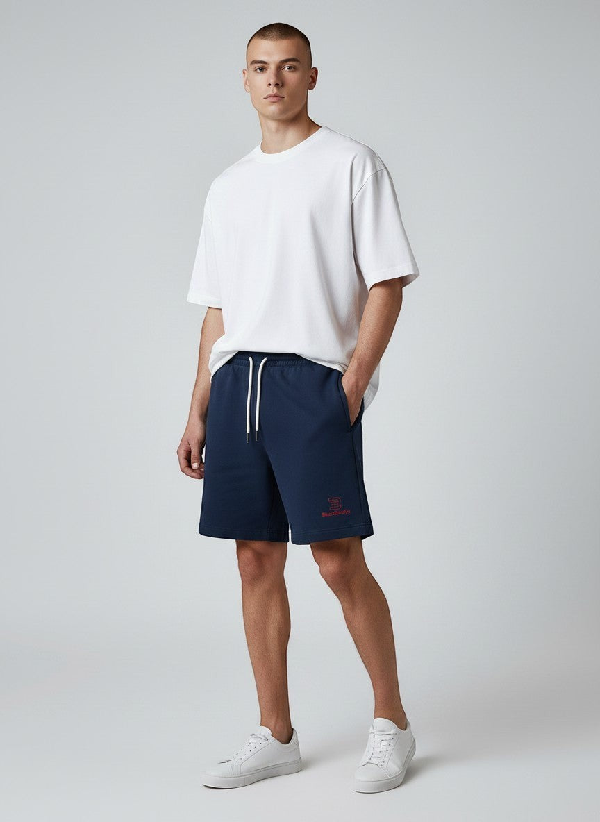 Essential Sweatshorts 300 g/m² – rote Stickerei
