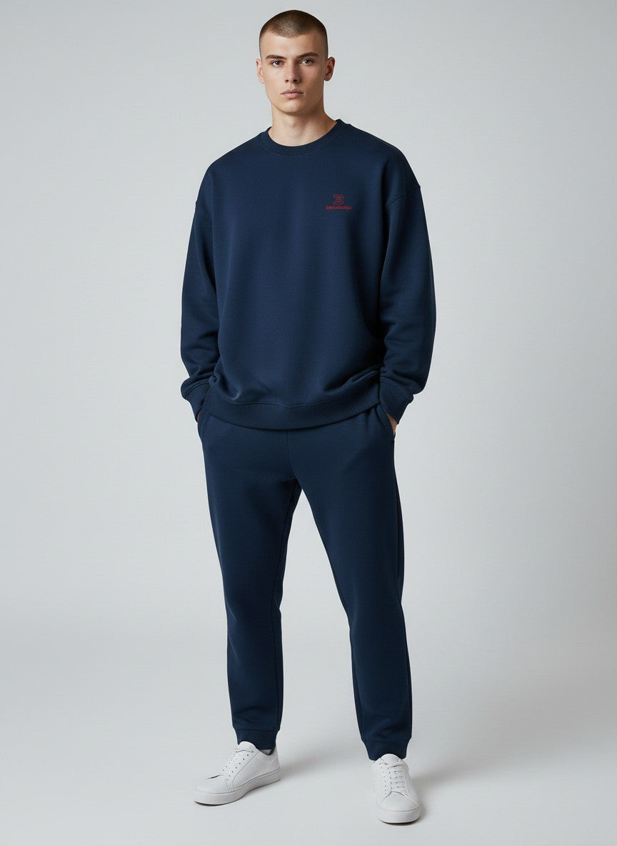 Essential Oversize Sweatshirt 350 g/m² – Bio-Baumwolle, rote Stickerei