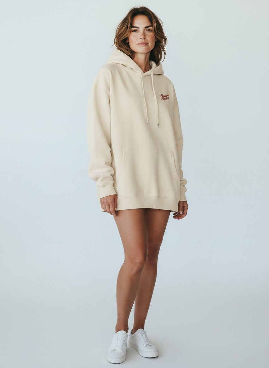 Power Oversize Hoodie 350 g/m² – Bio-Baumwolle, rote Stickerei