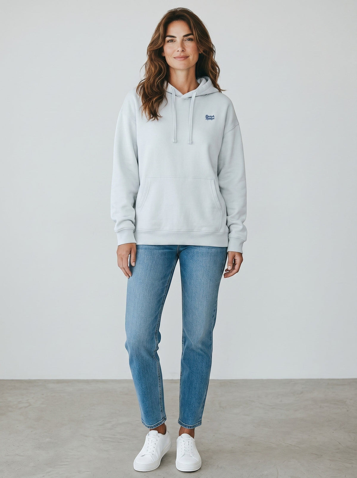 Motion Oversize Hoodie 350 g/m² – Bio-Baumwolle, blaue Stickerei