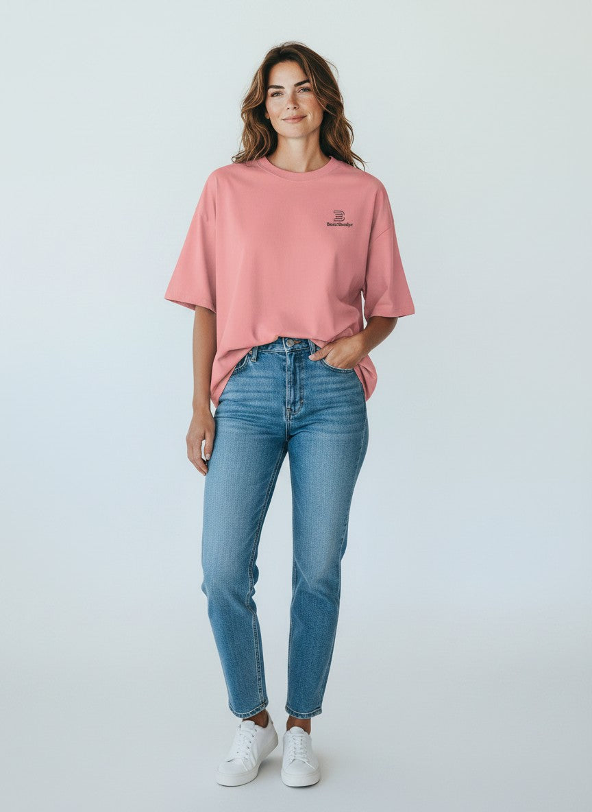 Standard Oversize T-Shirt 200 g/m² – Bio-Baumwolle, schwarze Stickerei
