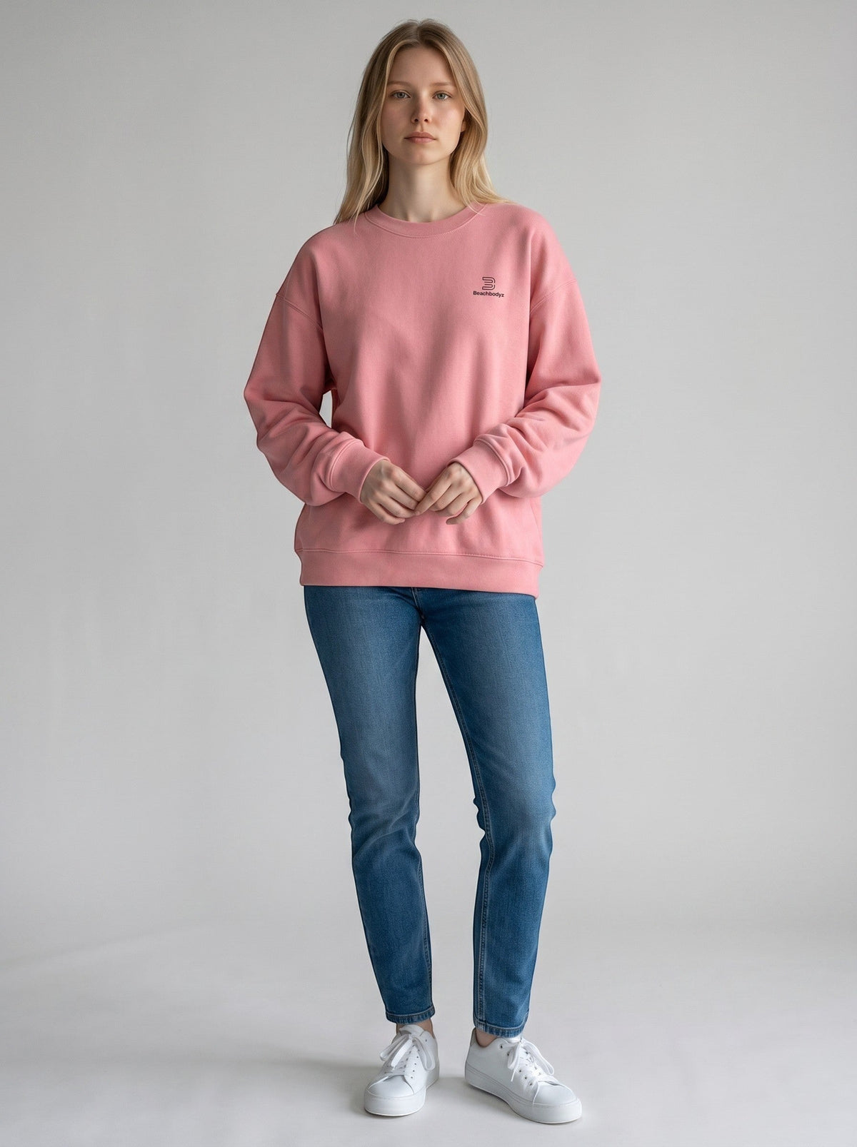 Standard Oversize Sweatshirt 350 g/m² – Bio-Baumwolle, schwarze Stickerei