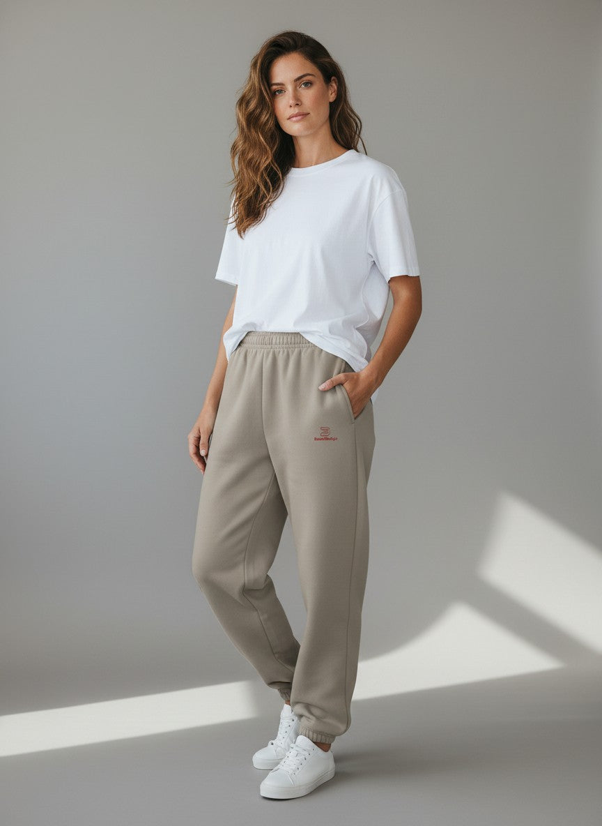 Essential Fluffy Jogginghose – rote Stickerei