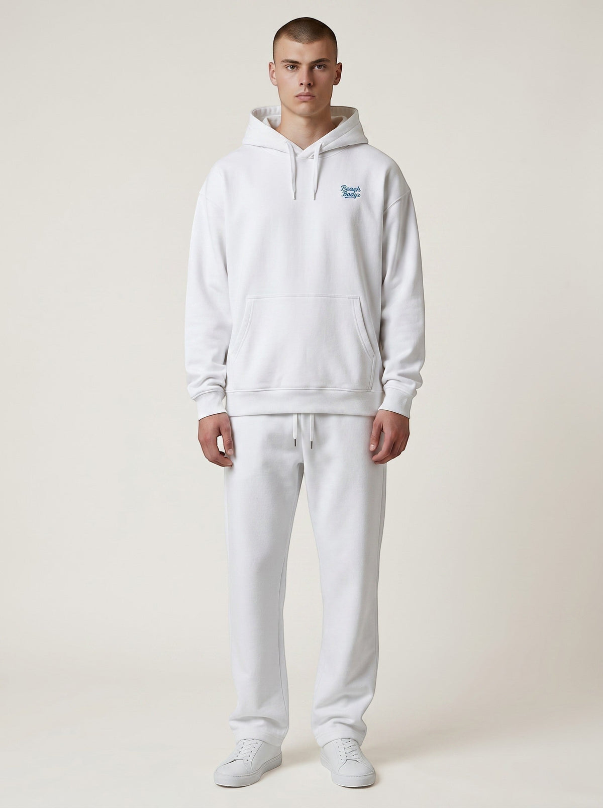 Motion Oversize Hoodie 350 g/m² – Bio-Baumwolle, blaue Stickerei