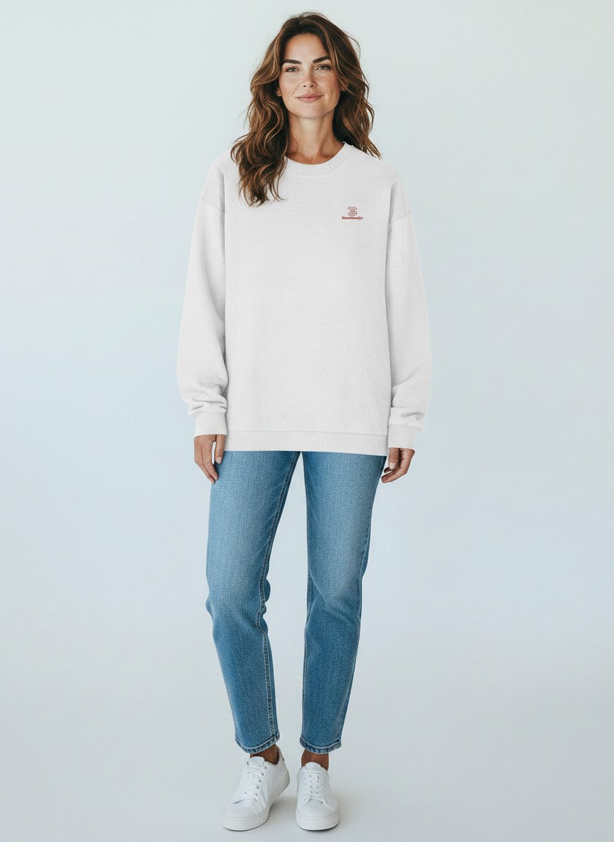 Essential Oversize Sweatshirt 350 g/m² – Bio-Baumwolle, rote Stickerei