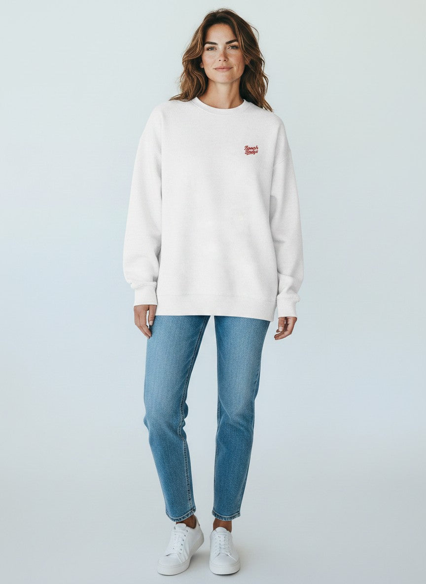Power Oversize Sweatshirt 350 g/m² – Bio-Baumwolle, rote Stickerei