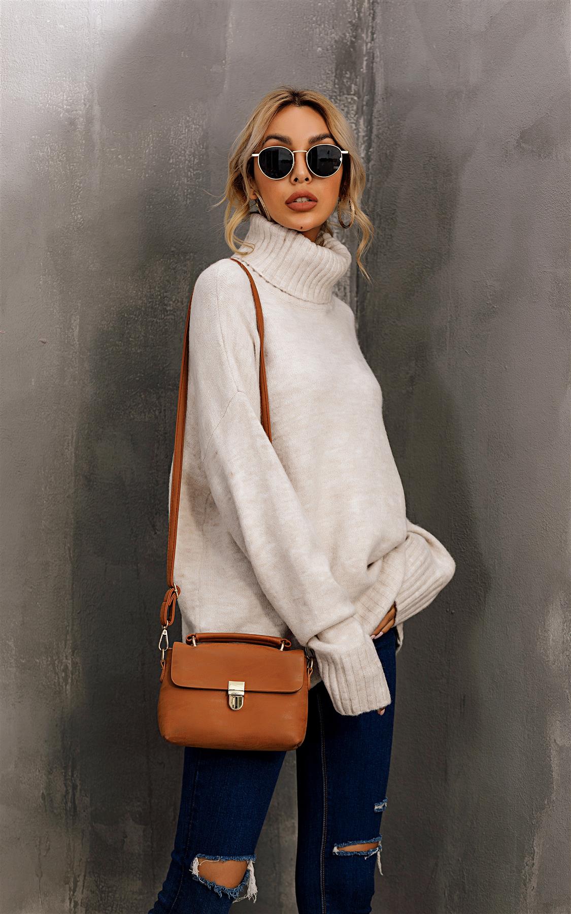 High-Neck Jumper — Cream