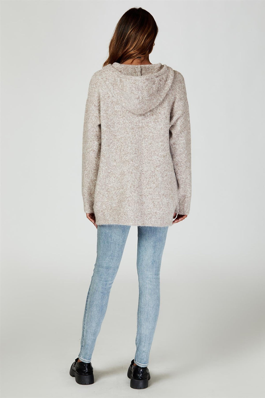 Knit Hoodie In Beige