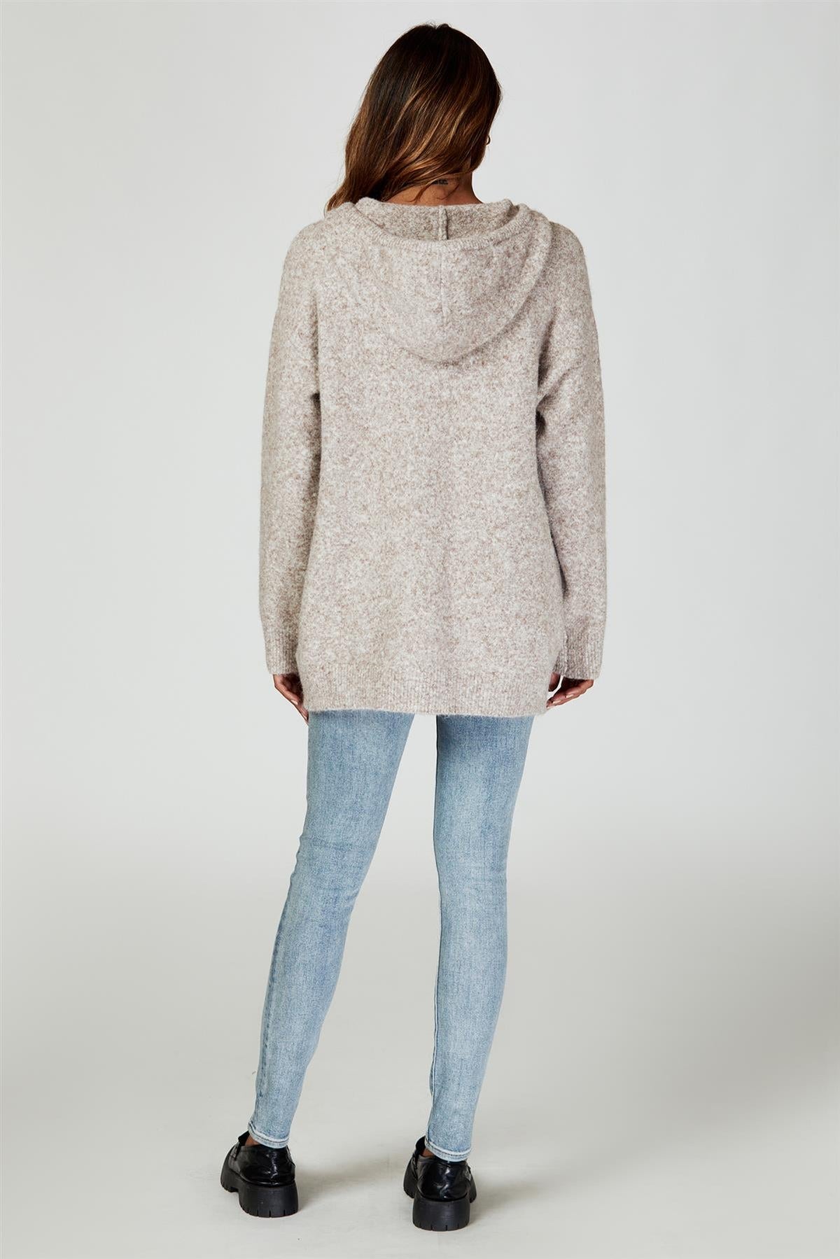Knit Hoodie In Beige