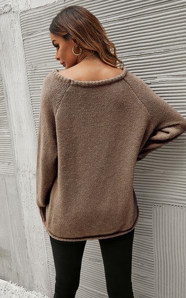 Comfy Jumper Top In Dark Beige