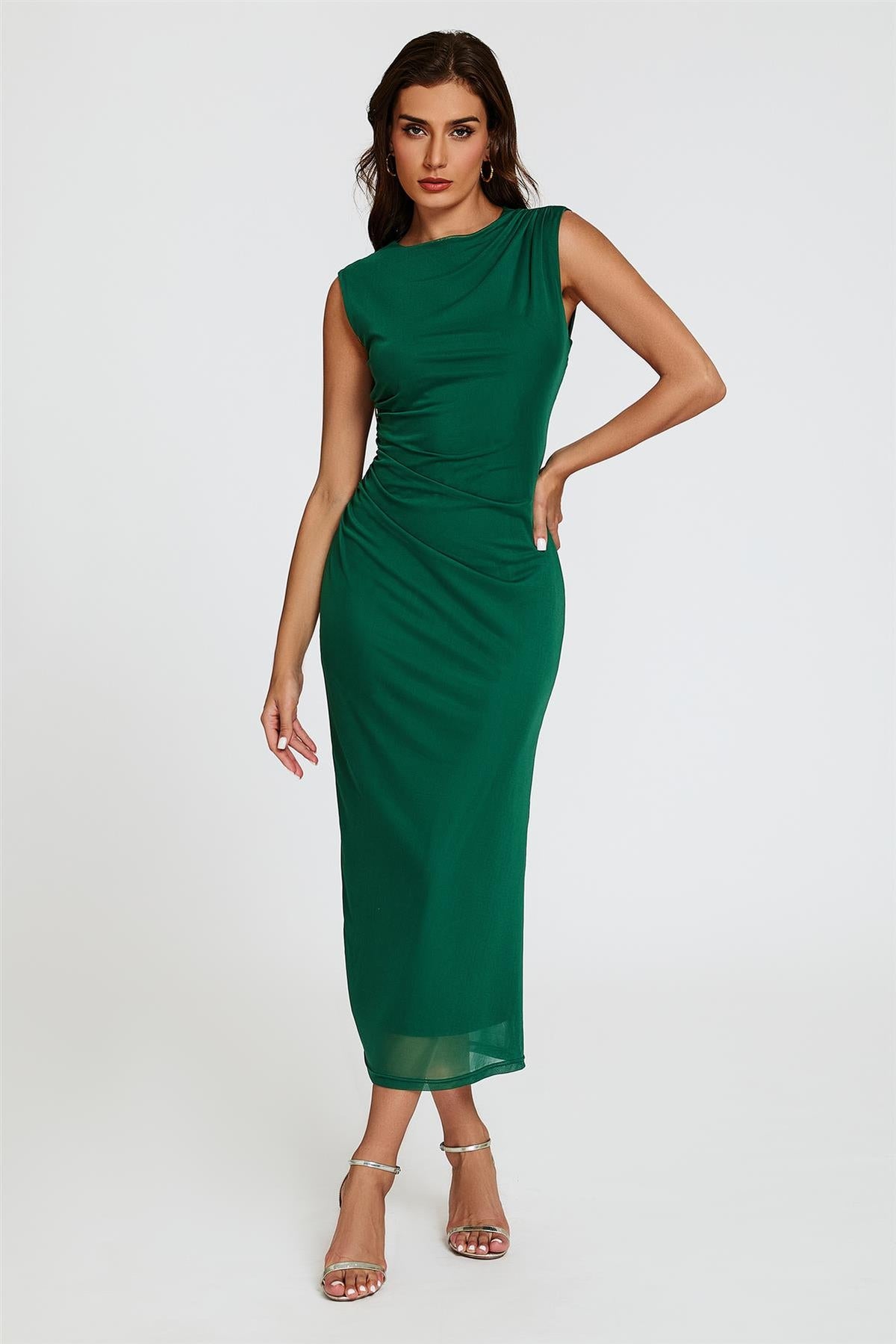 Mesh Maxi Dress In Green