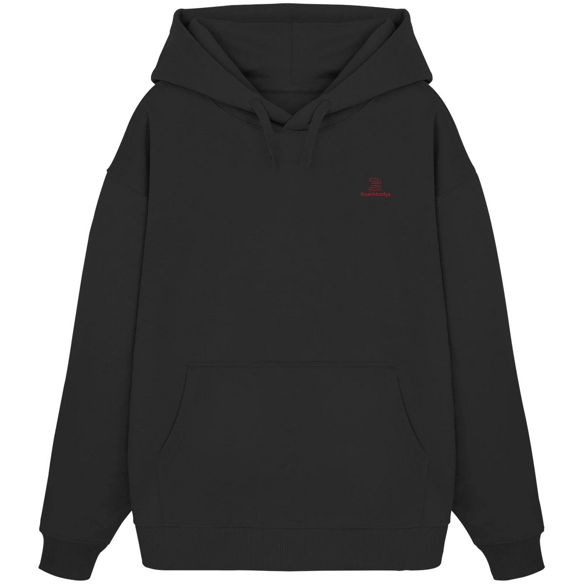Essential Oversize Hoodie 350 g/m² – Bio-Baumwolle, rote Stickerei