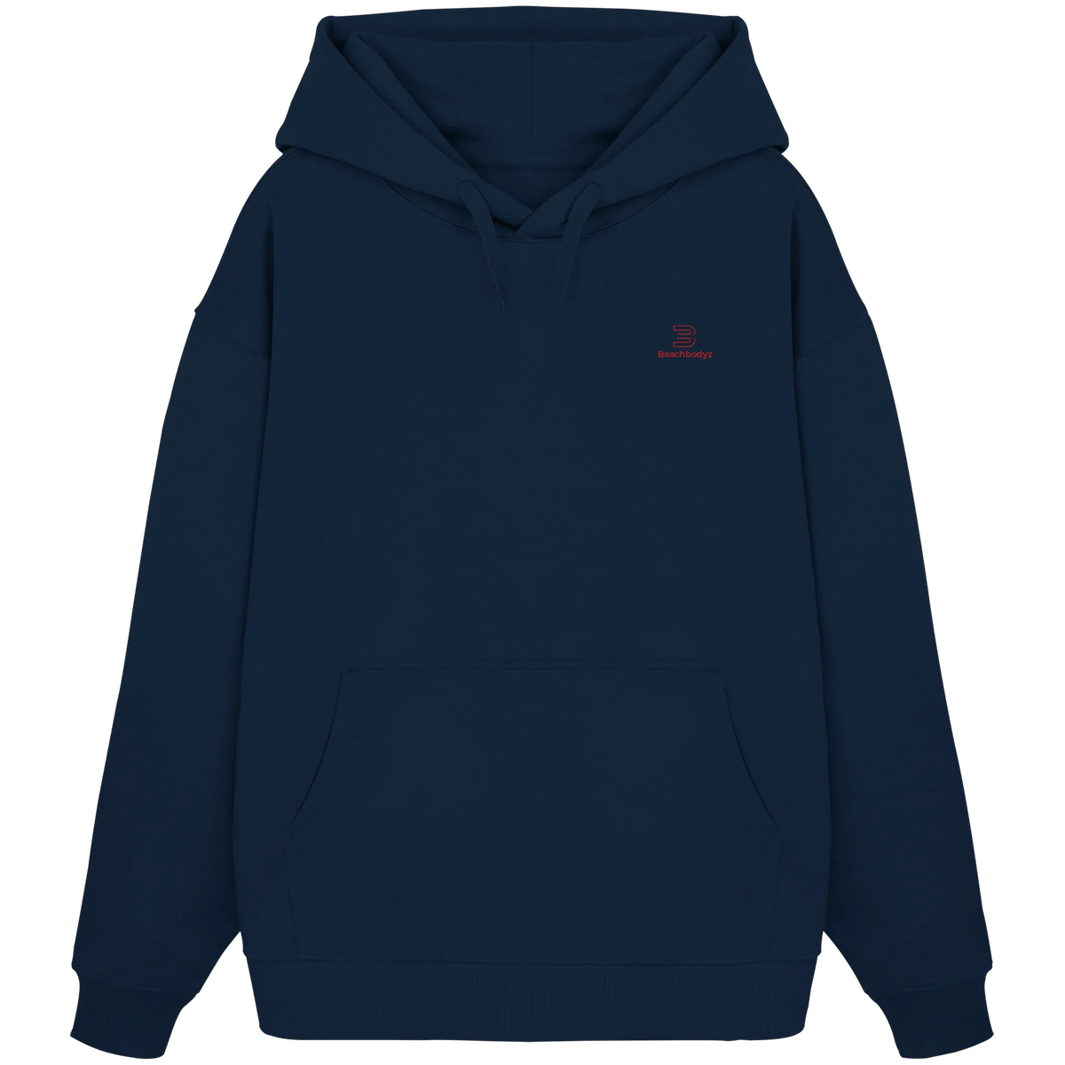 Essential Oversize Hoodie 350 g/m² – Bio-Baumwolle, rote Stickerei