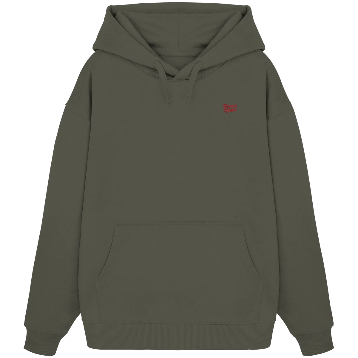 Power Oversize Hoodie 350 g/m² – Bio-Baumwolle, rote Stickerei