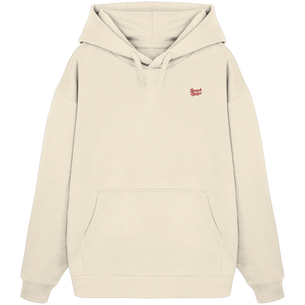 Power Oversize Hoodie 350 g/m² – Bio-Baumwolle, rote Stickerei