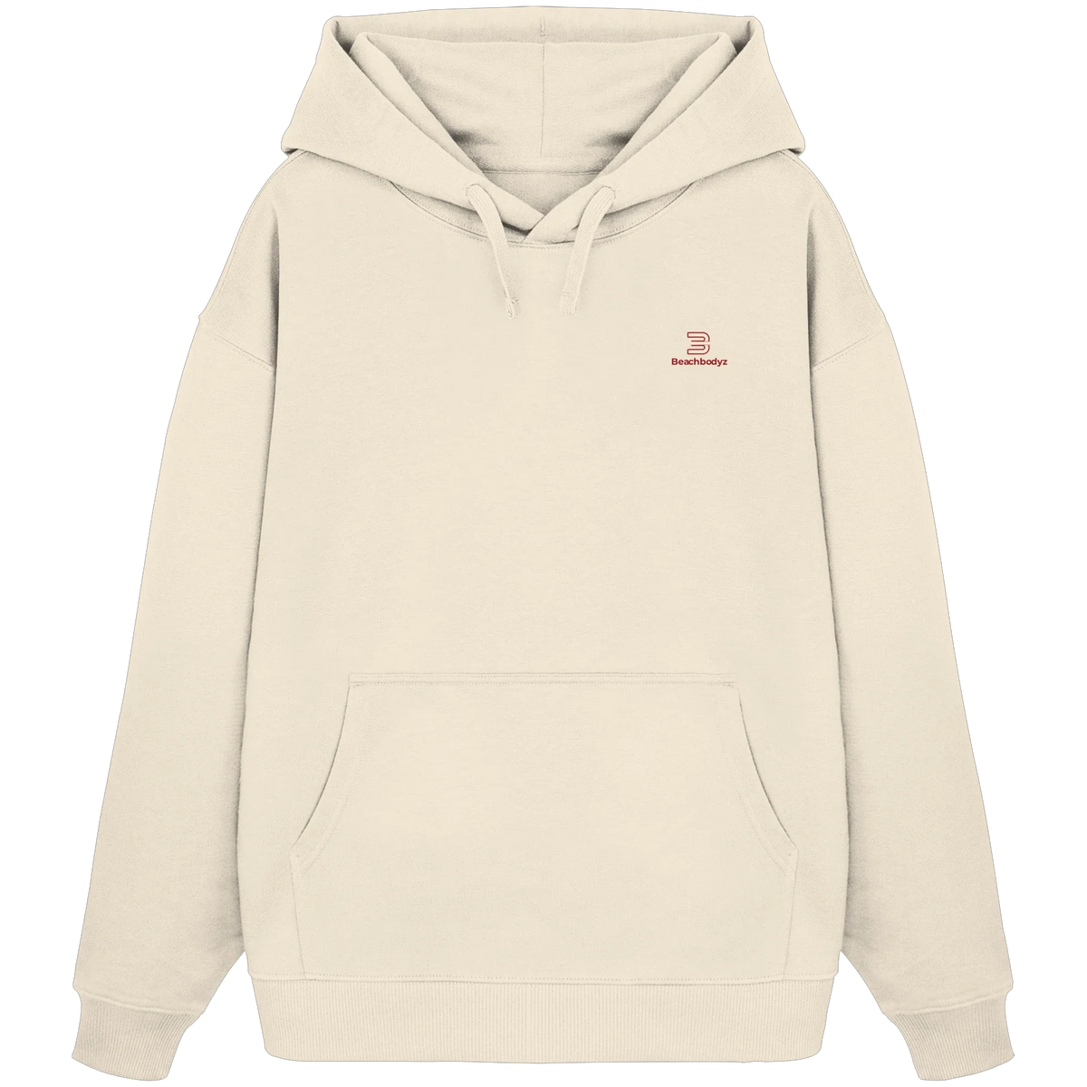Essential Oversize Hoodie 350 g/m² – Bio-Baumwolle, rote Stickerei