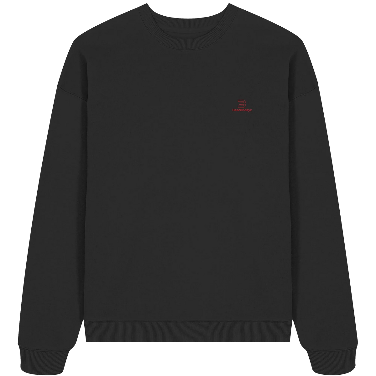 Essential Oversize Sweatshirt 350 g/m² – Bio-Baumwolle, rote Stickerei