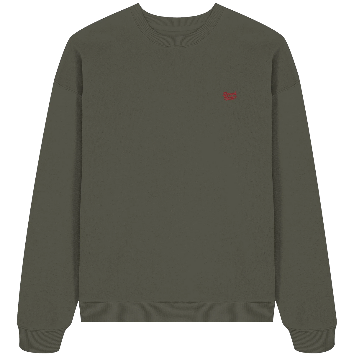 Power Oversize Sweatshirt 350 g/m² – Bio-Baumwolle, rote Stickerei
