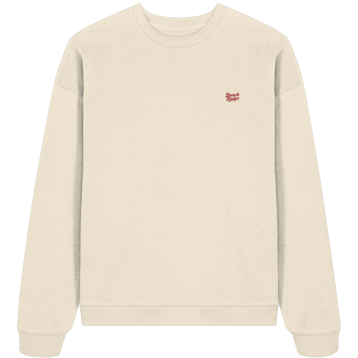 Power Oversize Sweatshirt 350 g/m² – Bio-Baumwolle, rote Stickerei