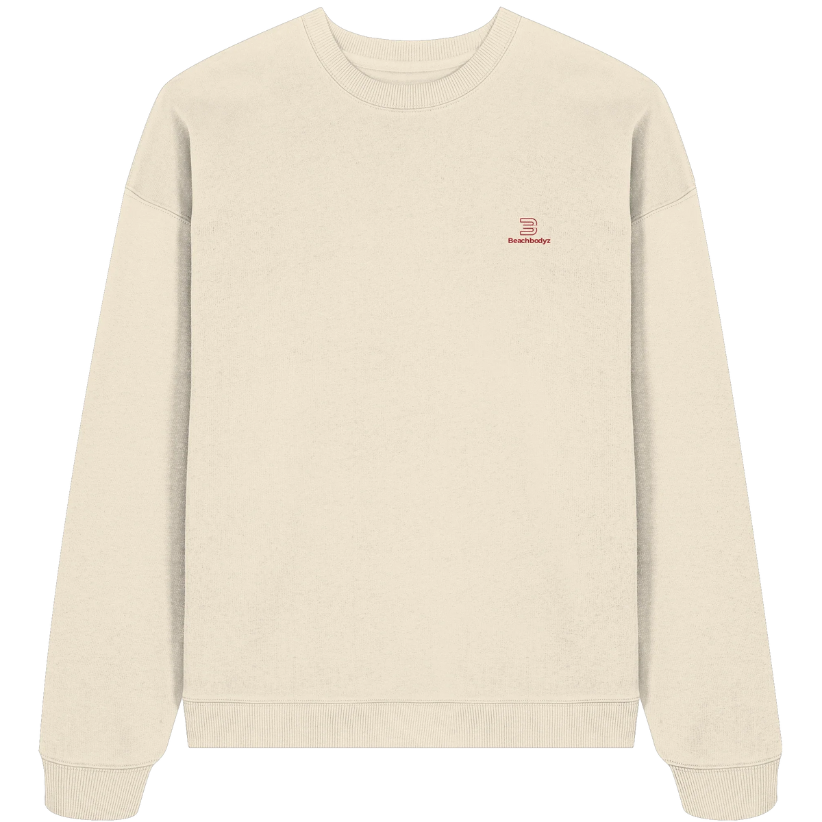 Essential Oversize Sweatshirt 350 g/m² – Bio-Baumwolle, rote Stickerei