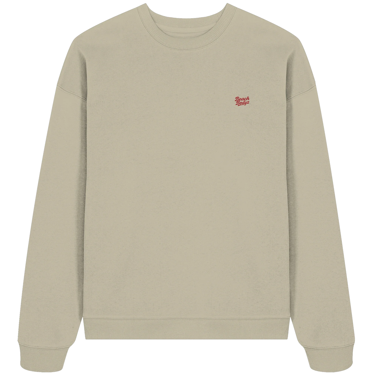 Power Oversize Sweatshirt 350 g/m² – Bio-Baumwolle, rote Stickerei