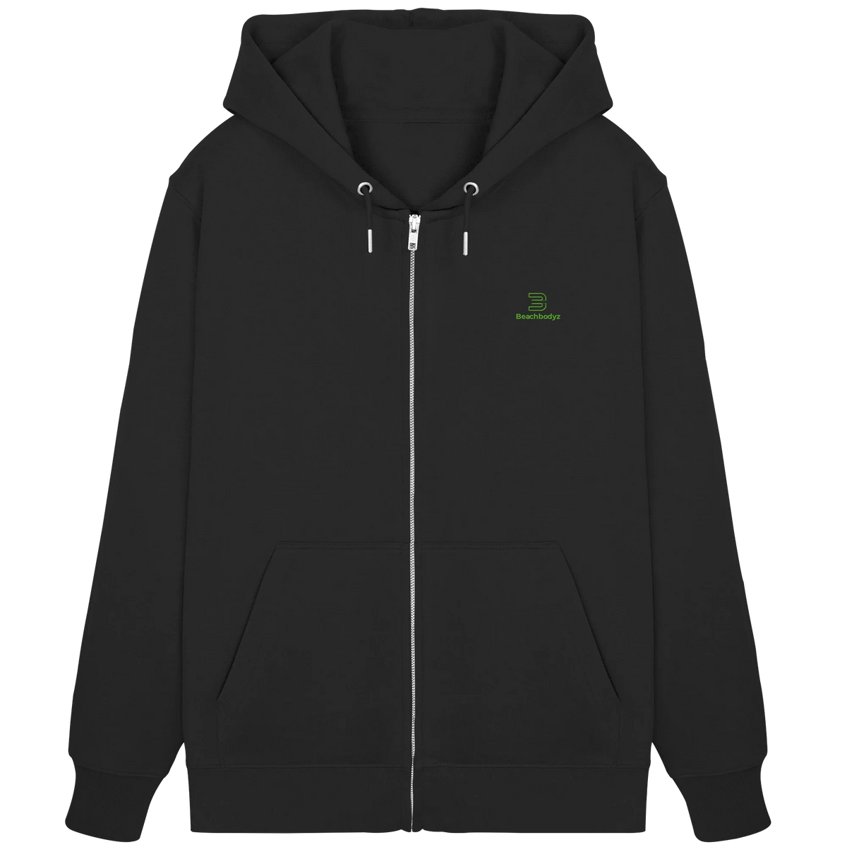 Core Zip Hoodie 350 g/m² – Bio-Baumwolle, grüne Stickerei