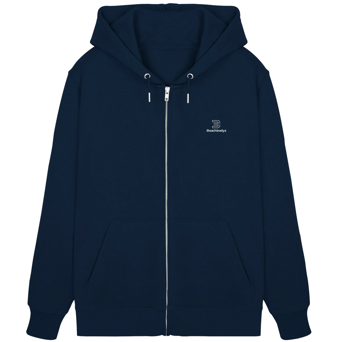 Identity Zip Hoodie 350 g/m² – Bio-Baumwolle, weiße Stickerei