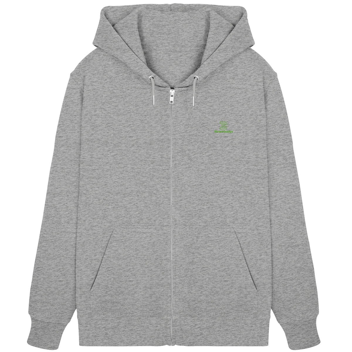 Core Zip Hoodie 350 g/m² – Bio-Baumwolle, grüne Stickerei