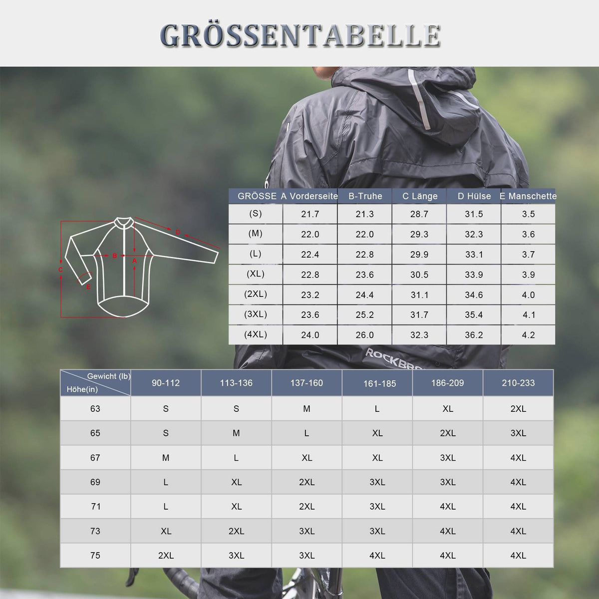 ROCKBROS Men's Lightweight Rain Cycling Jacket